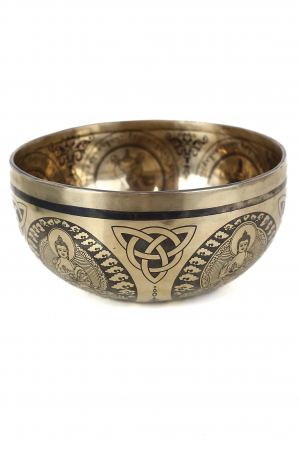 Singing Bowl - handmade - 20cm - 1270gr - 7 metale - 190Hz - Chenrezig as a compassion Buddha [3]