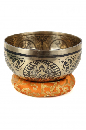 Singing Bowl - handmade - 20cm - 1270gr - 7 metale - 190Hz - Chenrezig as a compassion Buddha [0]