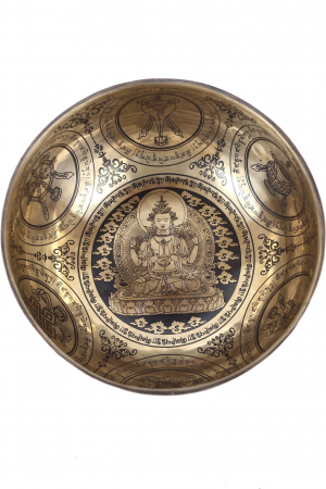 Singing Bowl - handmade - 20cm - 1270gr - 7 metale - 190Hz - Chenrezig as a compassion Buddha [1]