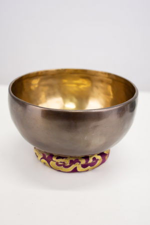 BOLURI TIBETANE - Singing Bowl Tibetan Autentic Forjat manual - Black Golden Borderr,  20,5 cm, 1358 Kg