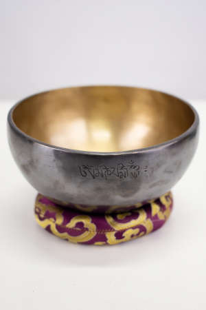 BOLURI TIBETANE - Singing Bowl Tibetan Autentic Forjat manual - Full Moon Dark Golden ,  17,5 cm, 0,990 Kg