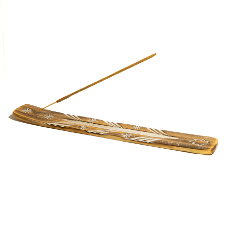 Suport din Lemn de Mango pentru Betisoare Parfumate si Conuri - Leaf [1]