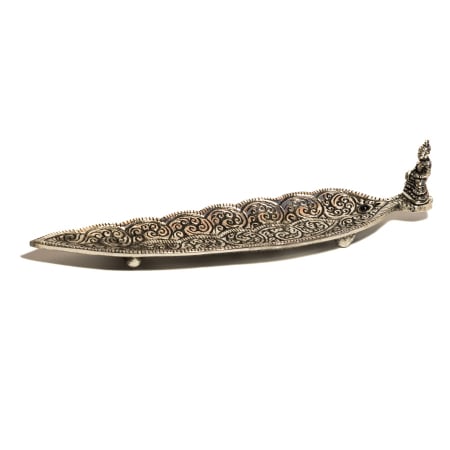Accesorii - Suport lung din Aluminiu cu piatra neagra pentru Betisoare parfumate - Buddha (23 cm)