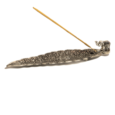 Suport lung din Aluminiu cu piatra neagra pentru Betisoare parfumate - Elefant (20 cm) [1]