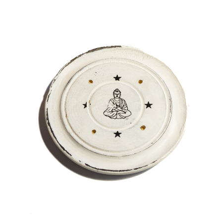 Accesorii - Suport rotund din Lemn de Mango pentru Betisoare si Conuri Parfumate - Buddha