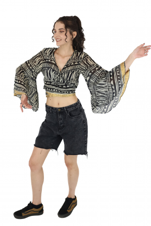 Top din bumbac petrecut cu maneca tip clopot - Model 4 [1]