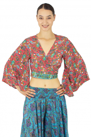 Top din material fluid cu imprimeu floral - Model 12 [0]