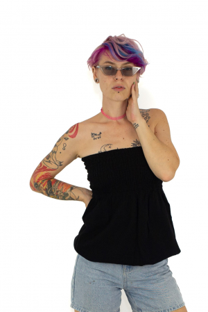Top intr-o culoare cu banda elastica - Rosu [0]