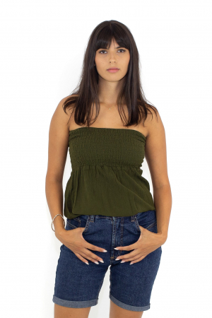 Topuri - Top intr-o culoare cu banda elastica - Rosu