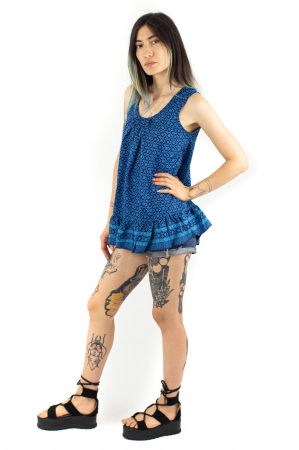 Top lejer de vara cu print floral - Bleumarin [2]