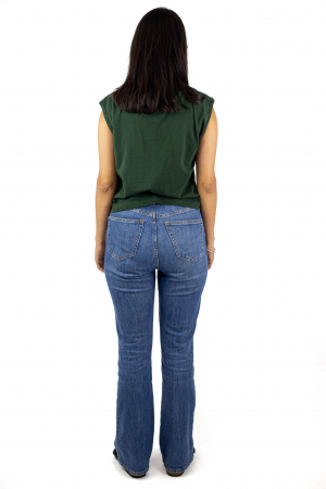 Tricou fara maneci cu print abstrct - Albastru [4]