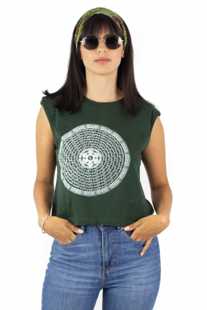 Tricou fara maneci cu print abstrct - Albastru [0]