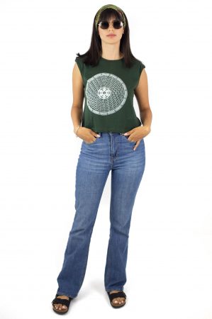 Tricou fara maneci cu print abstrct - Albastru [1]