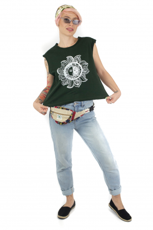 Tricou fara maneci cu print astral - Galben [1]