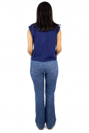 Tricou fara maneci cu print astral - Galben [3]