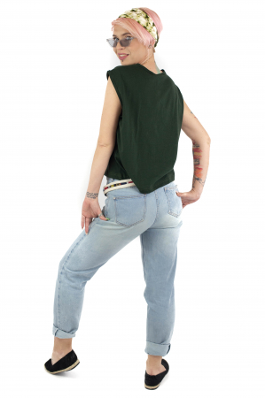 Tricou fara maneci cu print astral - Galben [3]