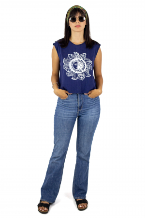 Tricou fara maneci cu print astral - Galben [1]