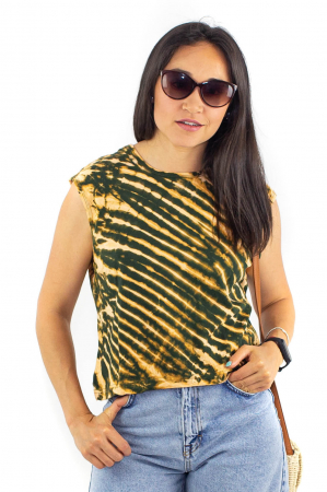 Tricou fara maneci Tie Dye 1 - Galben