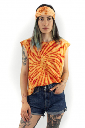 Tricou fara maneci Tie Dye 1 - Galben [0]