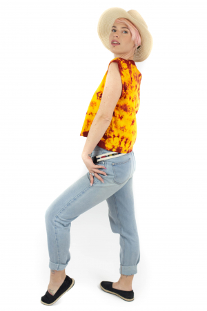 Tricou fara maneci Tie Dye 2 - Galben [4]