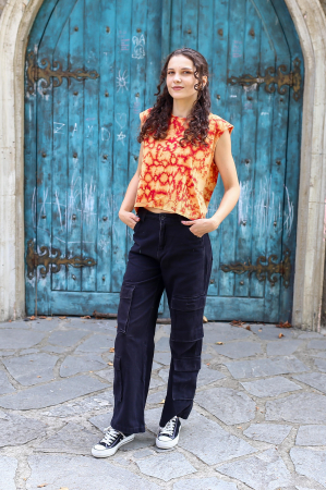 Tricou fara maneci Tie Dye 2 - Galben [1]