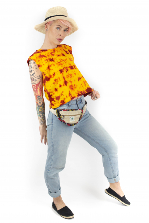 Tricou fara maneci Tie Dye 2 - Galben [2]