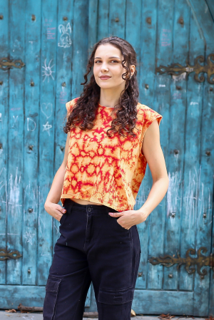 Tricou fara maneci Tie Dye 2 - Galben