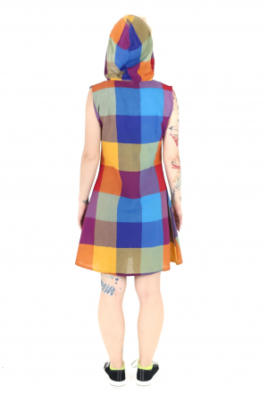 Tunică fără mâneci cu glugă în carouri - Multicolor [4]