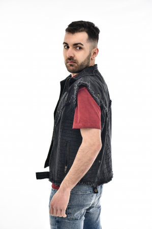 Vesta regular cu guler rusesc - Negru [7]
