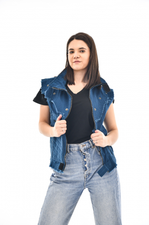 Vesta regular cu guler rusesc - Negru [0]