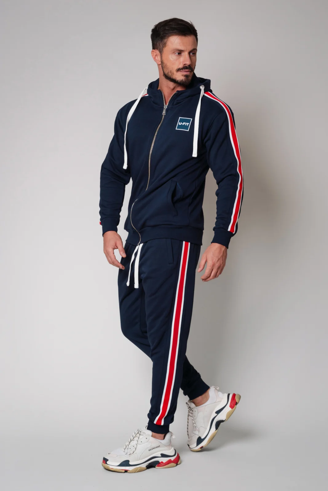 Set Cool Rock hanorac cu fermoar si pantalon conic New Navy