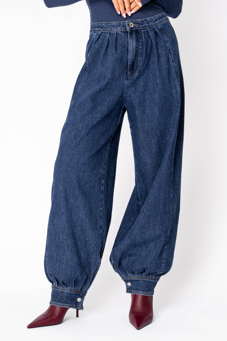 Blugi bufanti lungi Dark Blue
