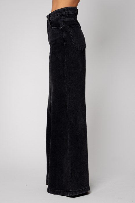Blugi elastic largi din denim Black [2]