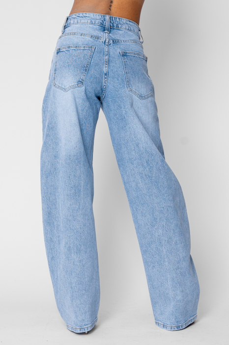 Elastic jeans with beads and rhinestones Light Blue [5]