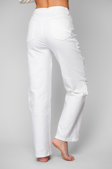 Blugi elastici cu broderie florala White [3]