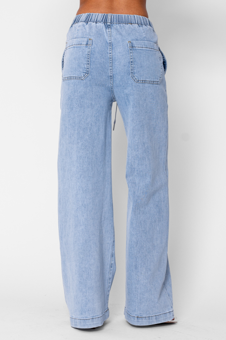 Long denim jeans with elastic Light Blue [5]