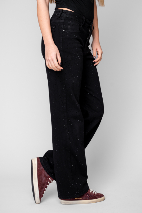 Blugi elastici cu strasuri Black [2]