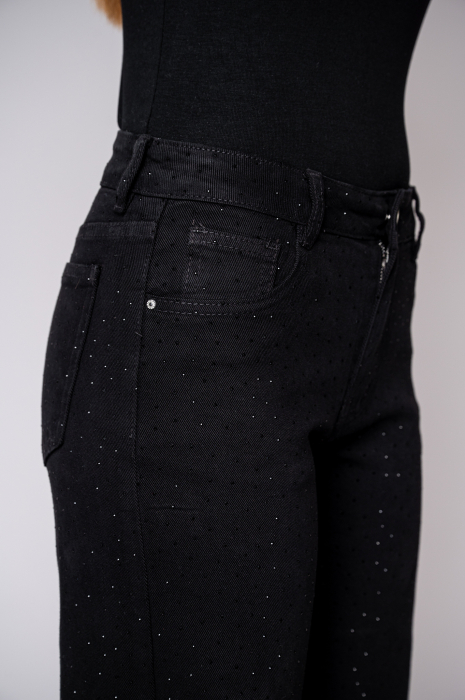 Blugi elastici cu strasuri Black [4]