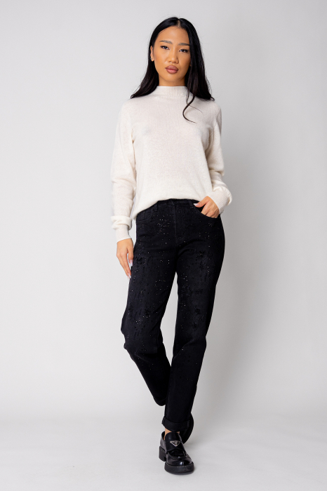 Blugi elastici cu strasuri Black [5]