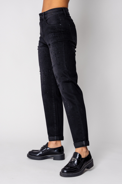 Blugi elastici cu strasuri Black [2]