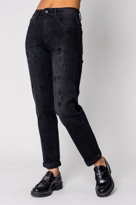 Blugi elastici cu strasuri Black [1]