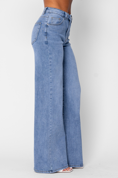 Blue denim wide leg jeans [4]