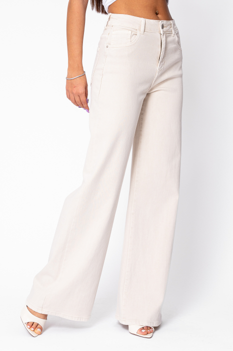 Cream denim wide leg jeans [3]