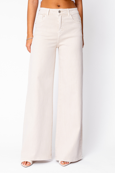 Cream denim wide leg jeans [2]