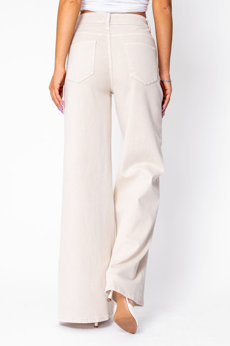 Cream denim wide leg jeans [4]