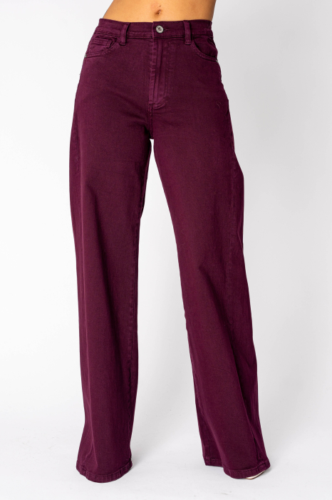 Blugi elastici largi Burgundy