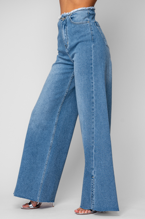 Blue denim wide leg jeans [2]