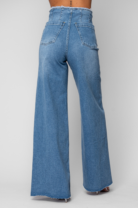 Blue denim wide leg jeans [3]