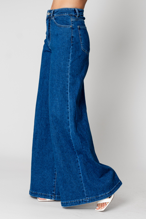 Blugi largi din denim Blue [2]