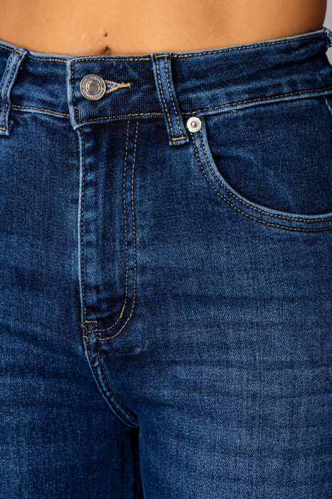 Dark Blue denim flared elastic jeans [5]